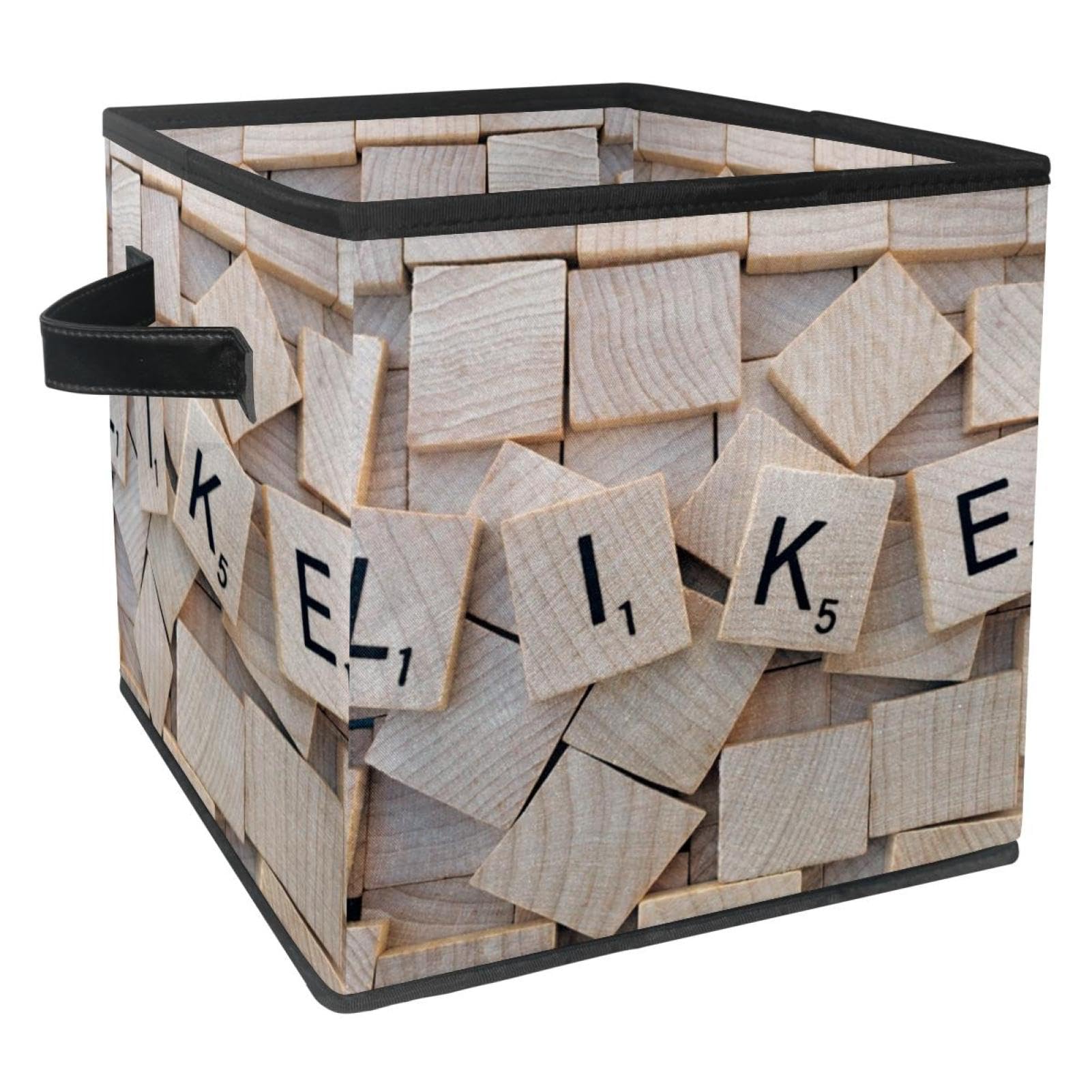 Boîte de rangement pliable cube tissu imprimé bois bac organisateur placard vêtements jouets livre