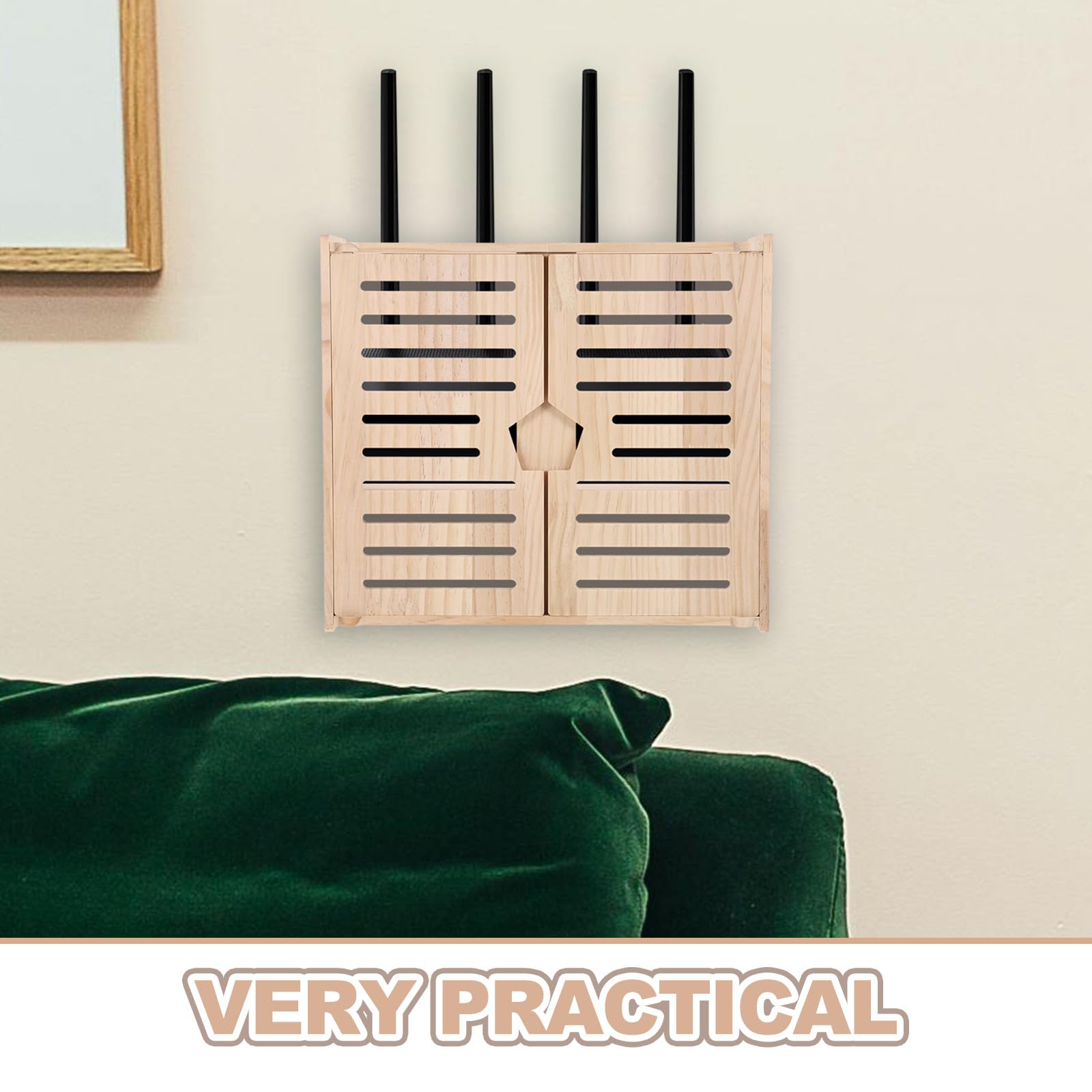 Armoire de Rangement en Bois pour Routeur, Étagère Murale à 2 Niveaux avec Rangement pour Routeur Et Multiprise Wi-FI, Dissimule Le Modem Et Les Prises pour Le Salon