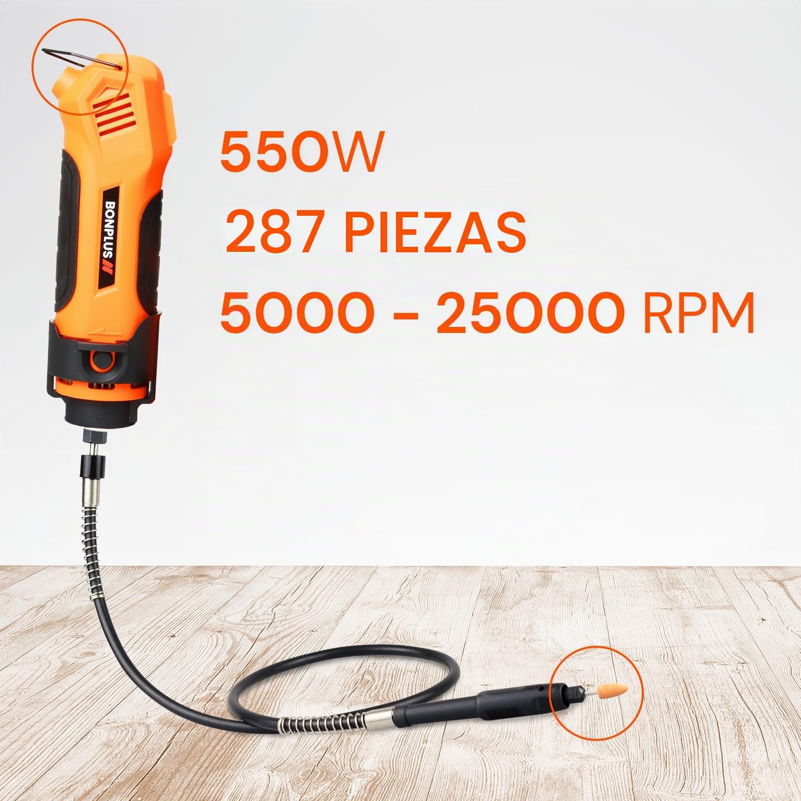 Multitool Power | Herramienta Multifunción | Amoladora | 287 Piezas | 550W | Eje Flexible | Grabador Vidrio | Sierra Eléctrica | Hogar