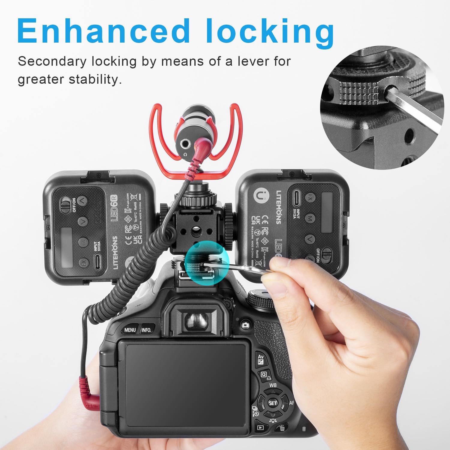 Fomito LX-3 3-Head Cold Shoe Mount with 1/4"-20 Thread for Camera Cage Flash LED Monitor Microphone etc