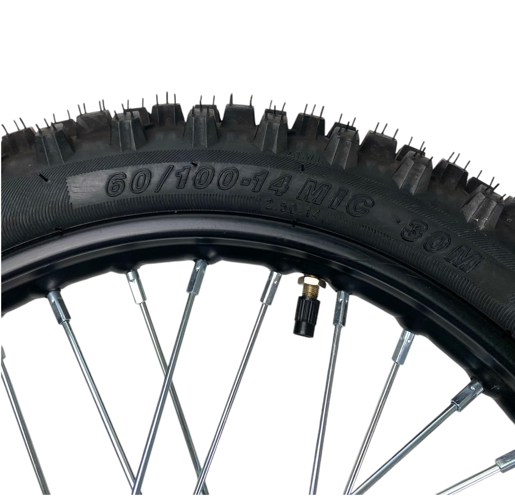 Rueda Neumático con camara y llanta 2.50-14 60/100-14 MIC 30M Llanta 1.4x14 Eje 15mm para Pit Bike, Dirt Bike, Cross Bike, Irbis KAYO, Bosuer BSE, 50-90cc 110cc 125cc 140cc 150cc 160cc