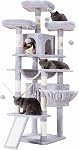 Hey-brother Cat Tree, 71 inches XL Large Cat Tower for Indoor Cats, Multi-Level Cat House with 3 Padded Perches, Big Scratcher, Cozy Basket, 2 Cat Condos and Scratching Posts, Smoky Gray MPJ034G