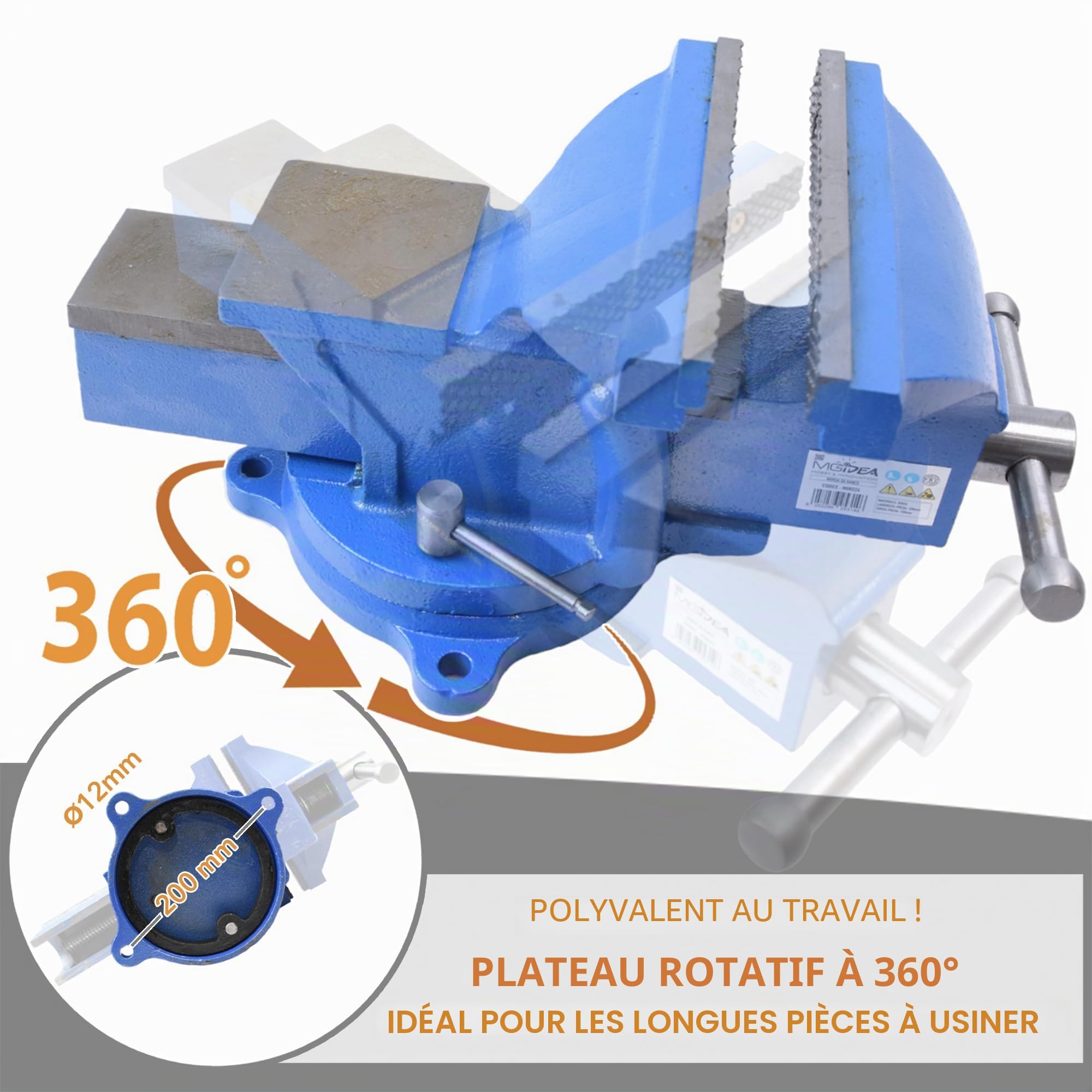 Étau d'établi fonte 200 mm enclume mâchoire mandrin manivelle tubes outil atelier garage