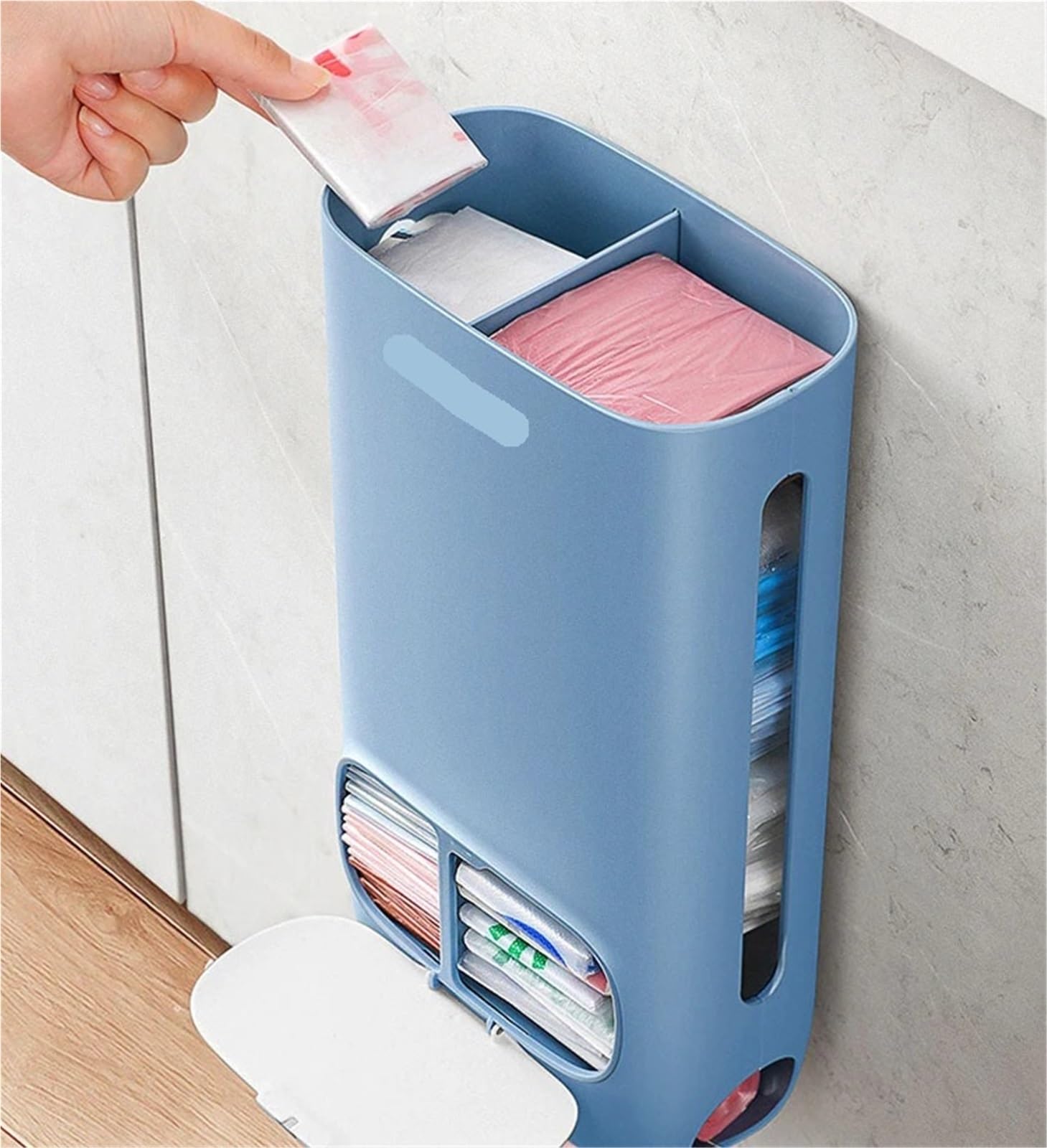 Caja de Almacenamiento Bolsas Basura for Cocina, contenedor y extracción for el hogar montado en la Pared Gran Capacidad, Organizador