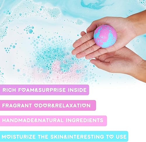 Miniatura 5 de Athbavid - Bombas de baño de unicornio con sorpresa en el interior para niñas, 6 bombas de baño grandes, regalos de cumpleaños para niños, bombas de
