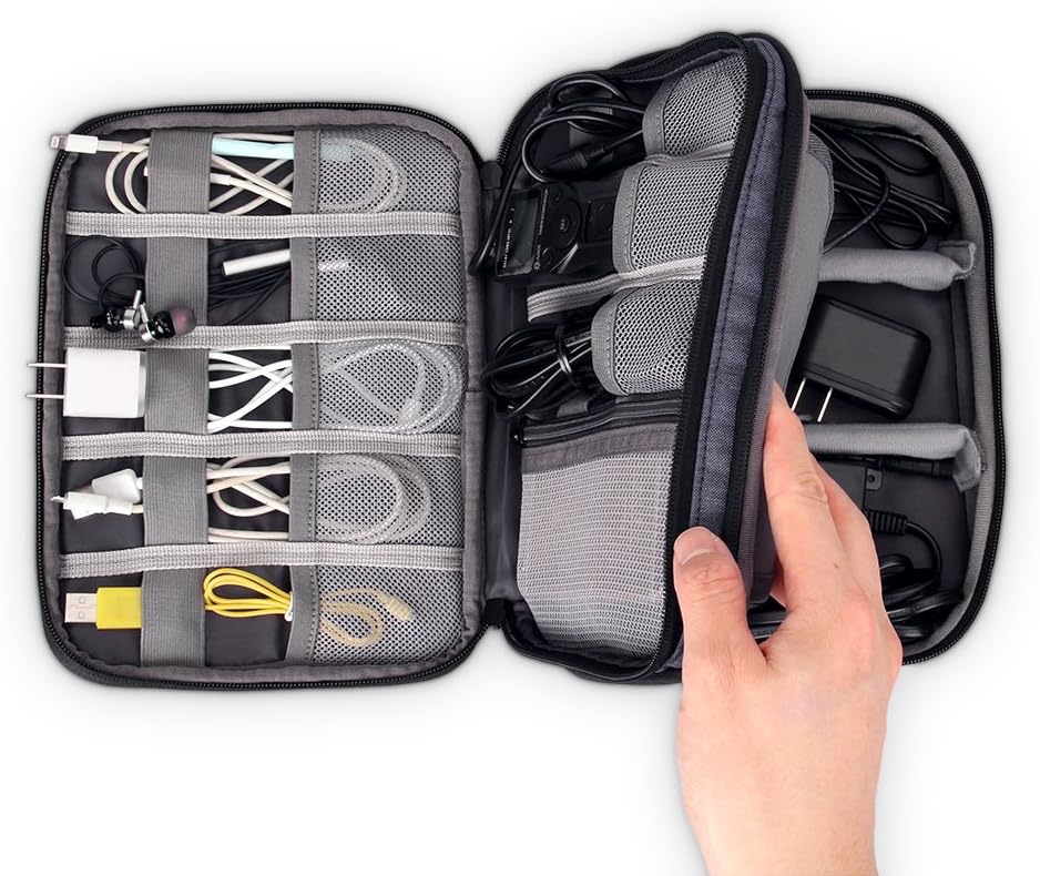 Gadget organizer -Electronics Accessories Carry Case Travel Cable Bag Gadgets Storage Organiser for Photography Gear, Data Cables, Chargers, Plugs, Power Lead-portable & waterproof