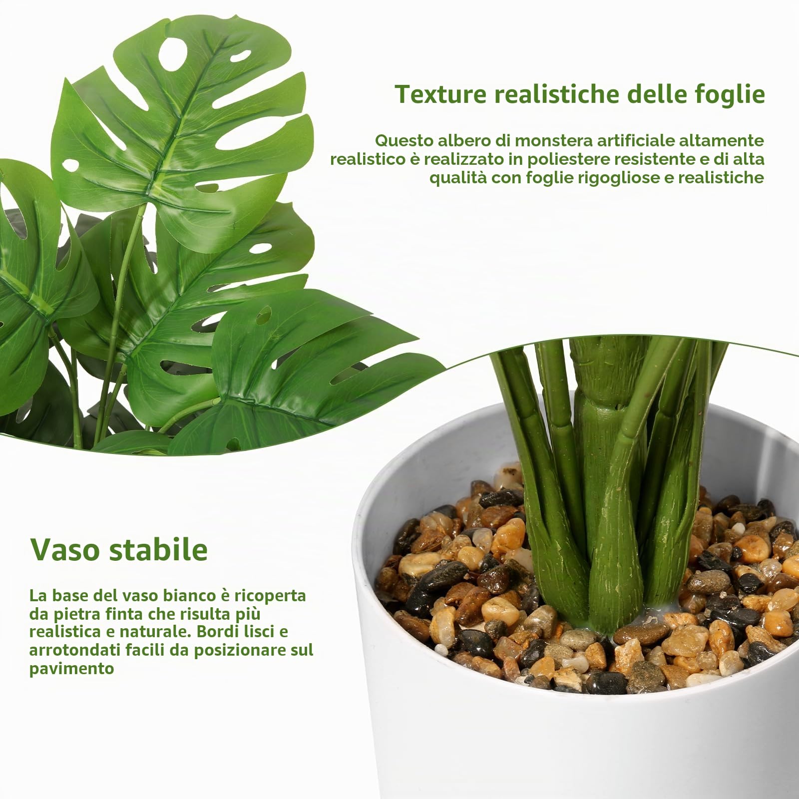 Piante artificiali da 71,1 cm, palma tropicale, albero di Monstera finto in vaso, pianta finta per esterni, interni, casa, giardino, ufficio, decorazione