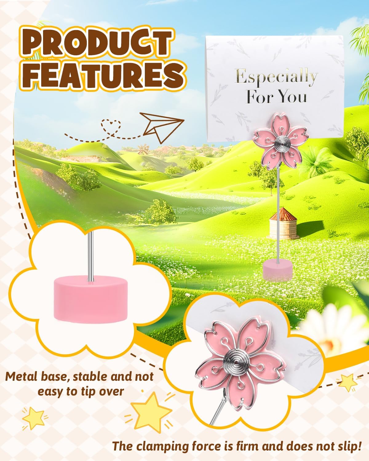 eZAKKA Photo Holders for Tables, Metal Base Table Number Holders Stands Notes Postcards Wedding Name Cards Table Number Labels for Home Office Christmas Party