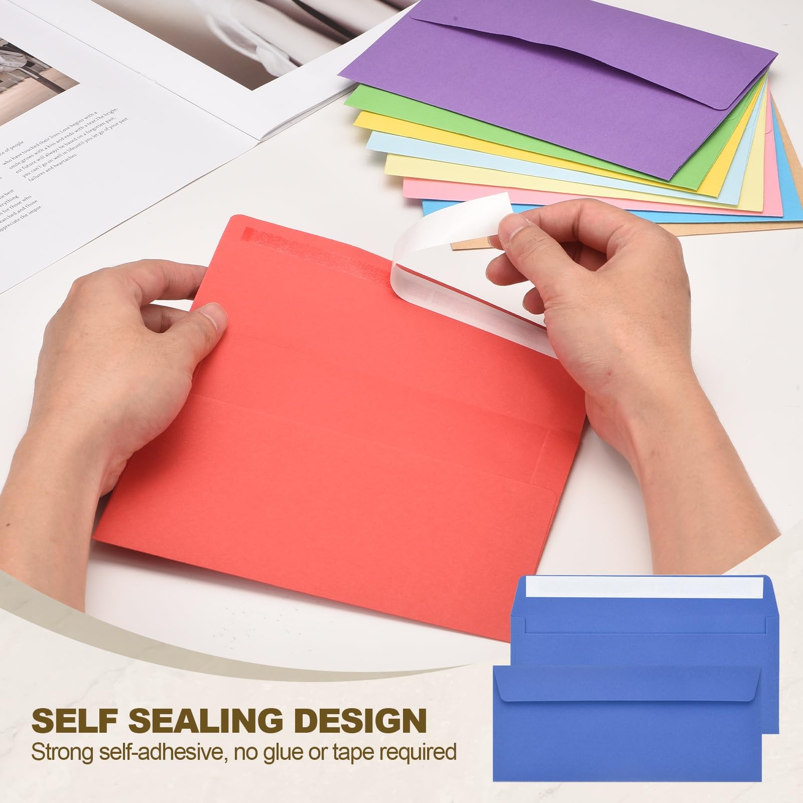 PATIKIL 100 Pack Light Sky Blue #10 Business Envelopes, Colored Self Seal Letter Size Envelopes for Business Mailing Office Checks Invitation, 24.1 x 10.5 cm - Image 4