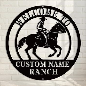 OWFCBEI Personalized Western Cowboy Metal Wall Art Decor,Preppy Trendy Southwestern Custom Metal Wall Art Signs,Foyer Entryway Modern Round Wall Decor for Home Dorm Decorations