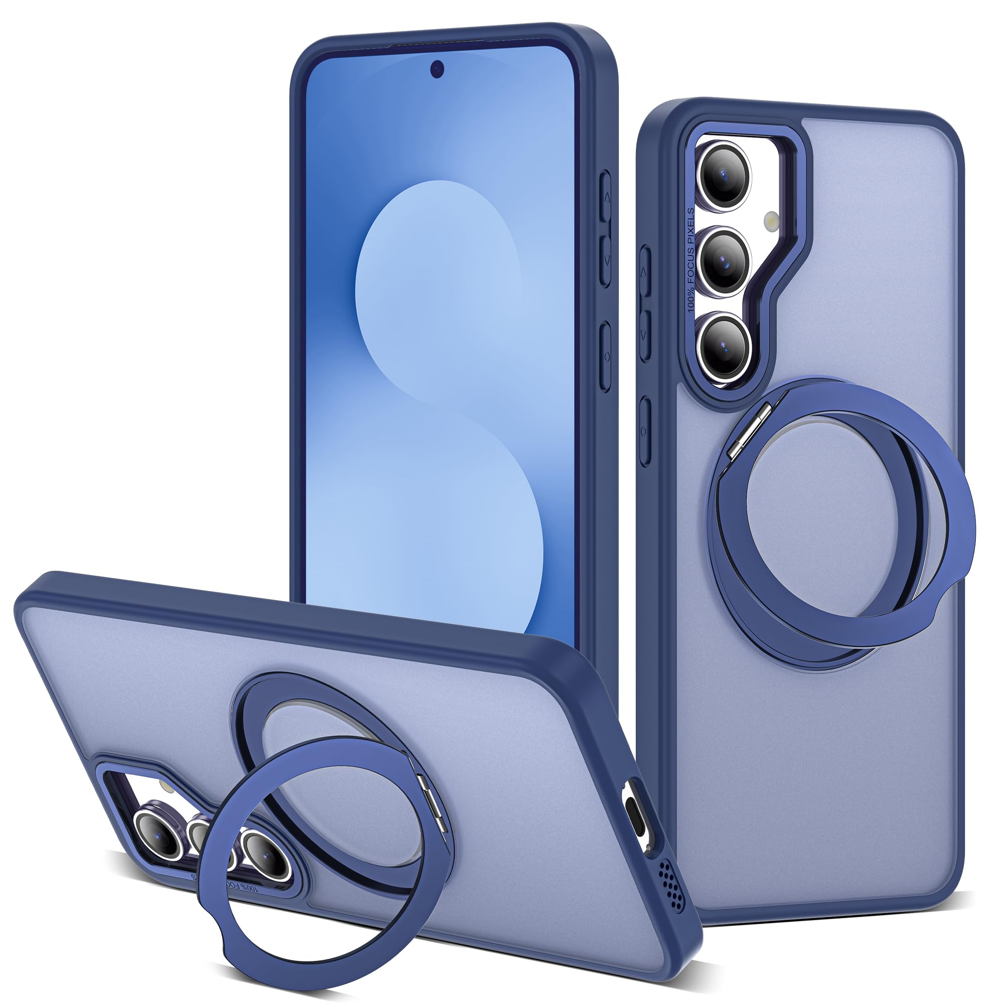 for Samsung Galaxy S25 FE Case with 360° Spin Stand,Blue