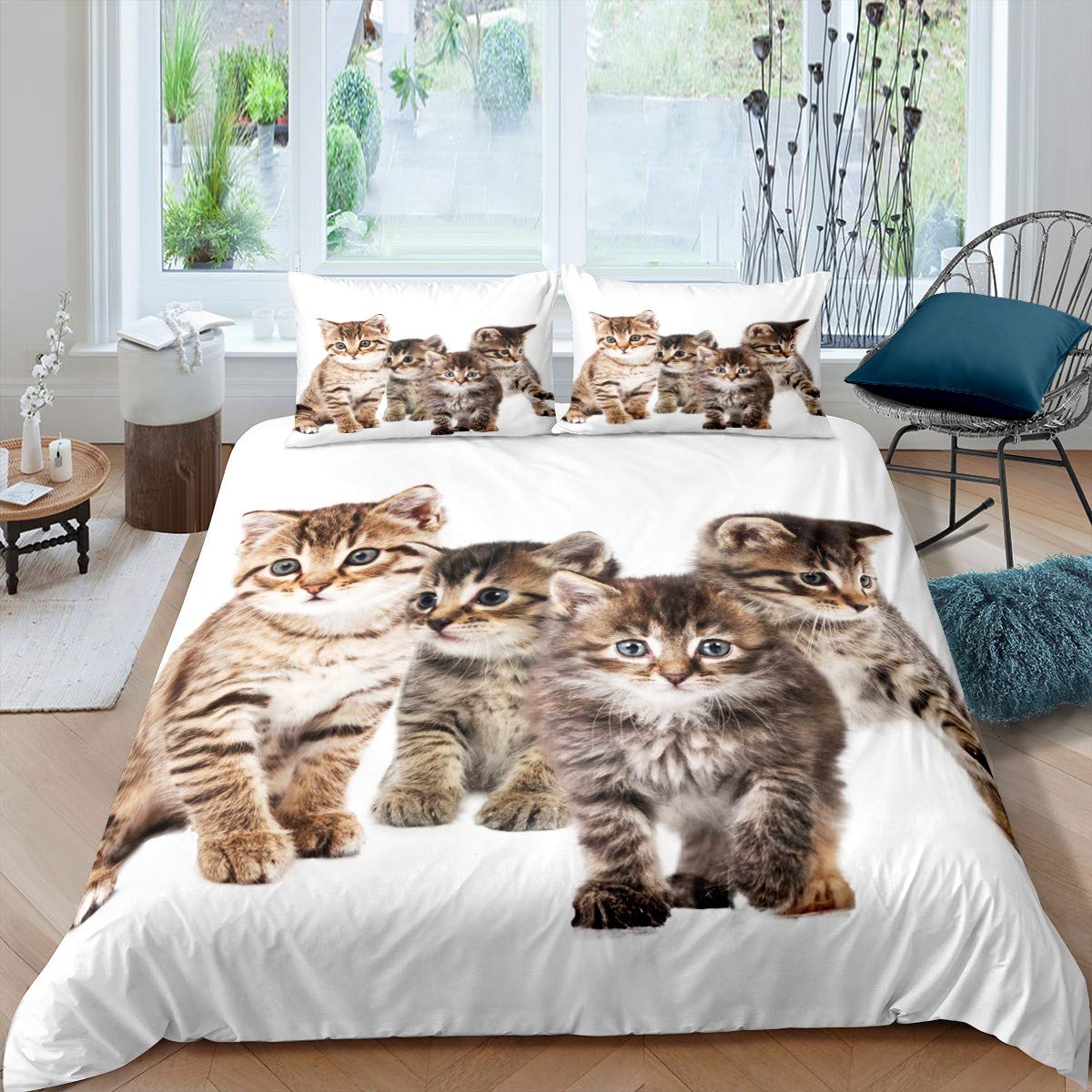 UGZDEA Set Di Biancheria Da Letto Per Gatti 220x240cm, In Morbida