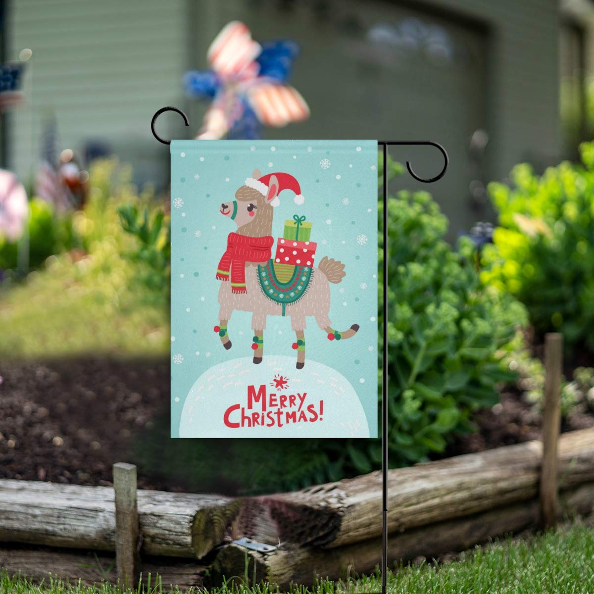 Senya Weihnachts-Lama Gartenflagge – Doppelseitig, 30,5x45,7 Cm, 100% Polyester, Wetterfest, Für Draußen & Drinnen