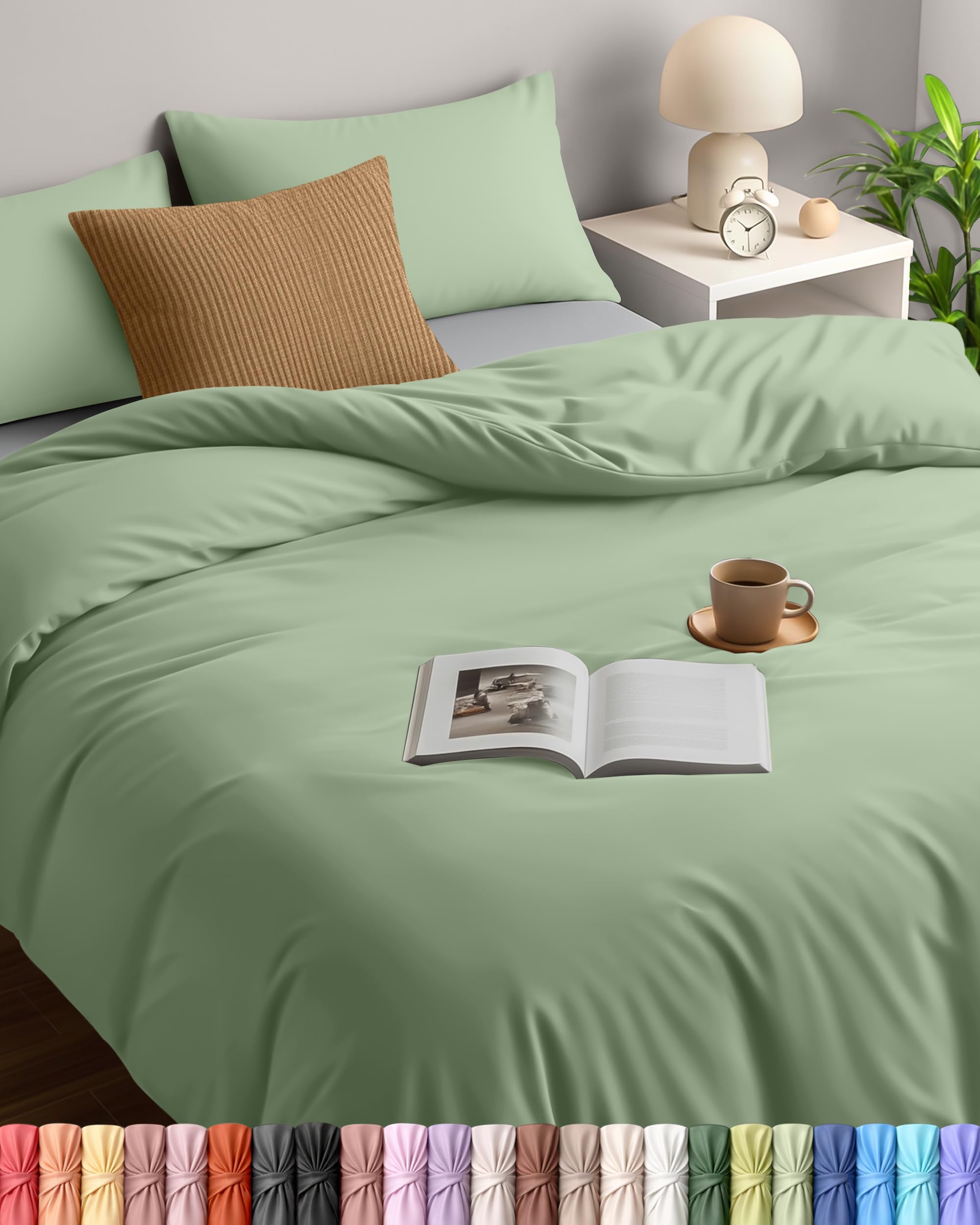 Utopia Bedding Duvet Cover Double - Soft Microfibre Polyester Duvet Cover with Pillow cases - Bedding Quilt Cover Set (Sage)