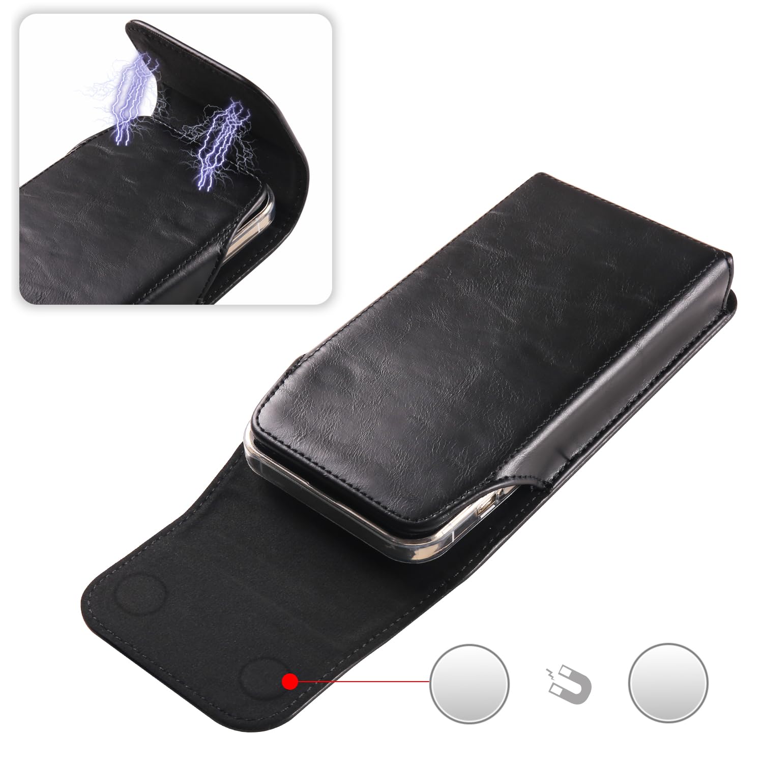 Pochette de Clip Ceinture de Téléphone Portable en Cuir, Etui Ceinture Smartphone Homme, Cuir Sacoche avec Boucle de Ceinture Voyage Housse de Transport Portefeuille Porte-Cartes Coque de Ceinture