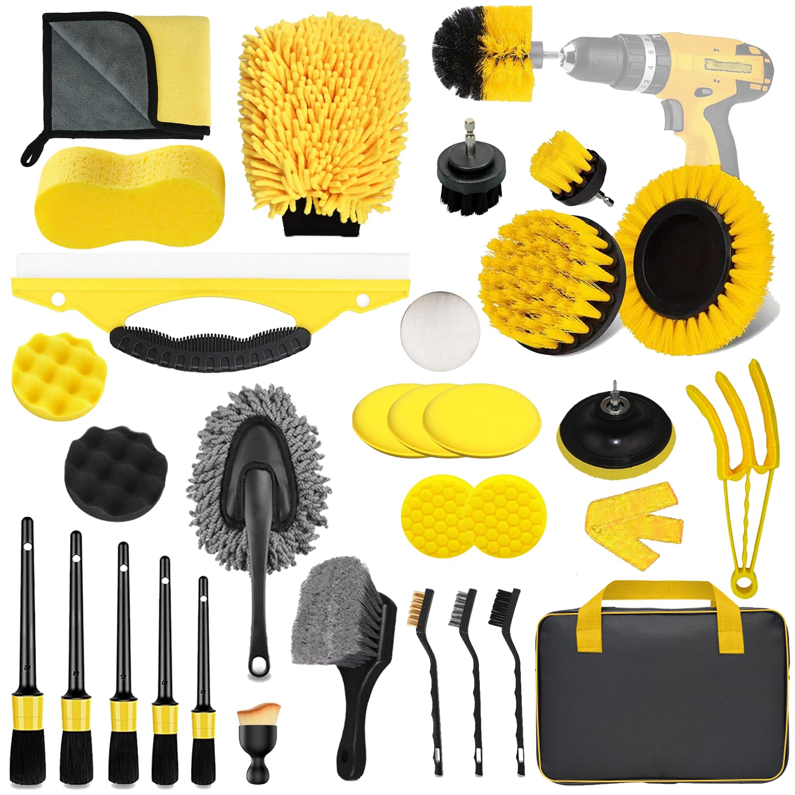 32-teiliges Auto-Detaillierungs-Set mit ultraweichen Auto-Detailing-Pinseln, Auto-Staubwedel-Polierpads, Windschutzscheiben-Reinigungswerkzeug für die Reinigung von Rädern, Innen- und Außenbereich