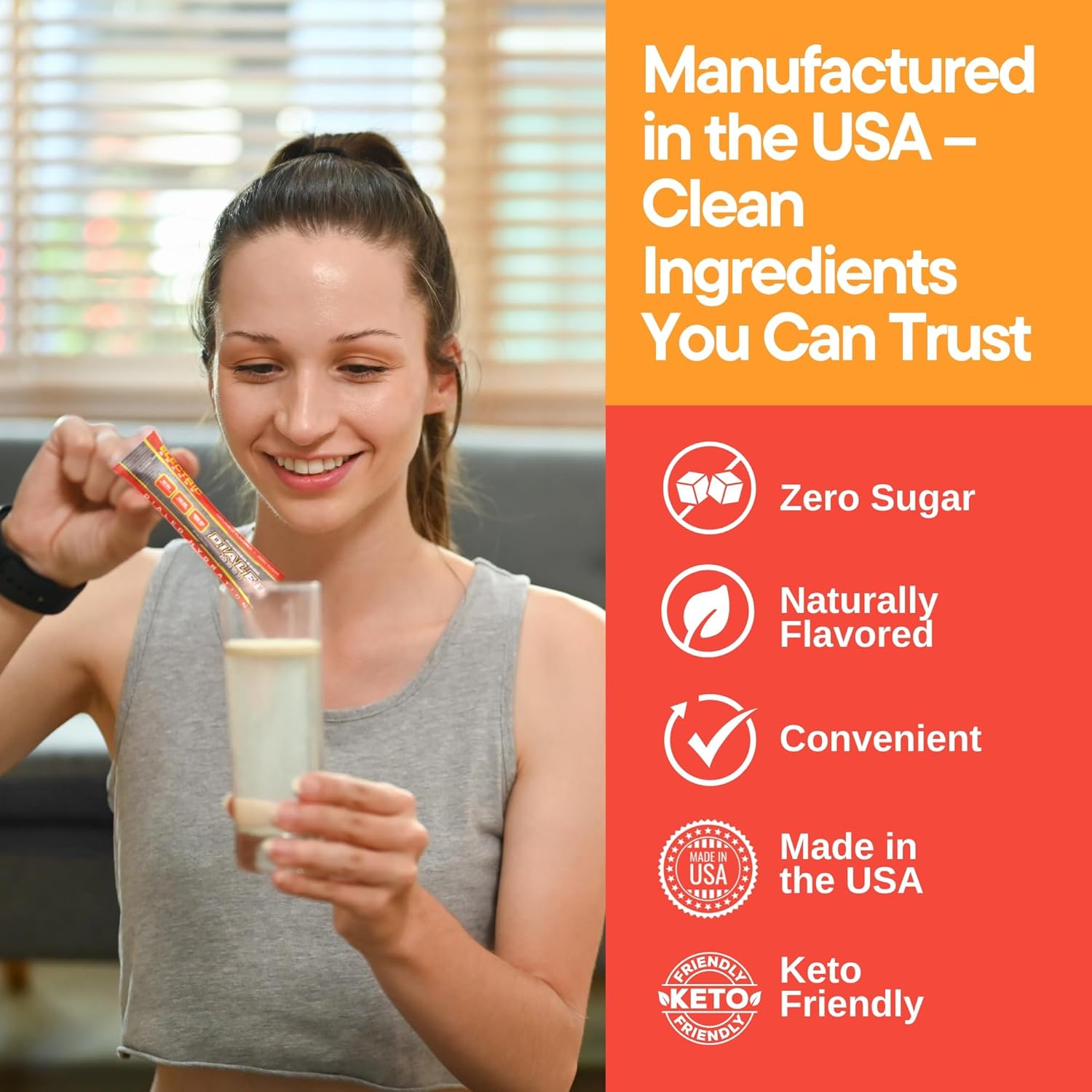 Electrolyte Powder - Electric Orange – Electrolyte Hydration Powder Packs, Sugar-Free Hydration for Athletes, Keto, Vegan, Boost Energy & Endurance, Convenient, 12 Single Serve Packs image 7 of 7 B0DJCHFLZW