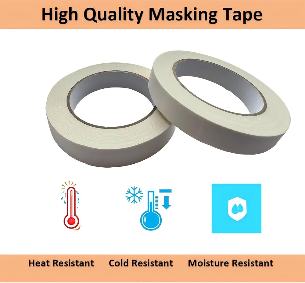 Masking Tape, 4 Roll 0.75 Inch × 55 Yards Painting Tape, General Purpose for Factory Home Office School Stationery, Labeling, Painting, Crafting, Arts use etc view 4