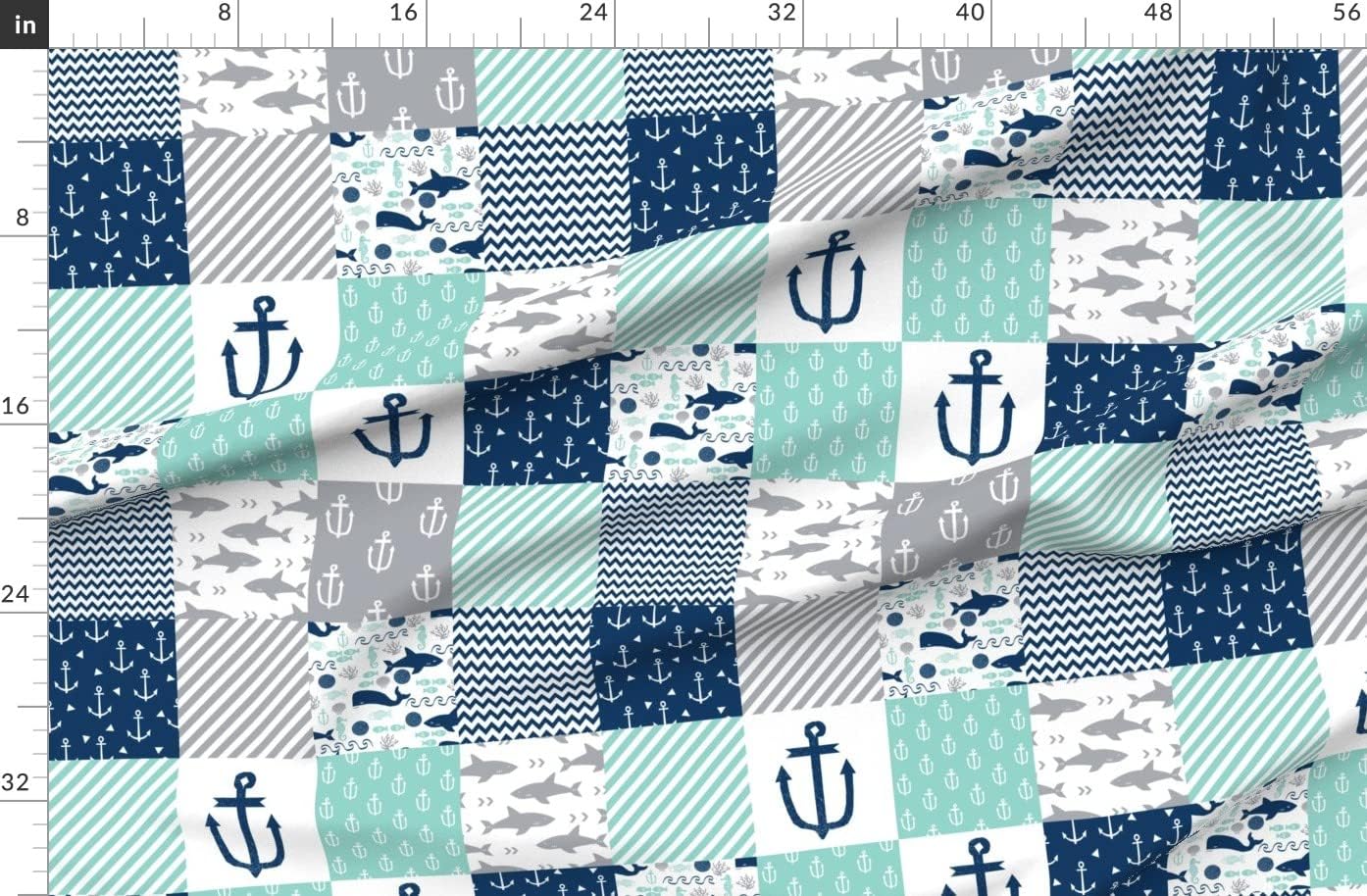 Spoonflower Fabric - Nautical Cheater Printed on Organic Cotton Sateen Fabric by The Yard - Sewing Quilting Apparel Home Decor