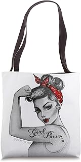 Official Girl Power pinup art Modern Rosie The Riveter Tote Bag