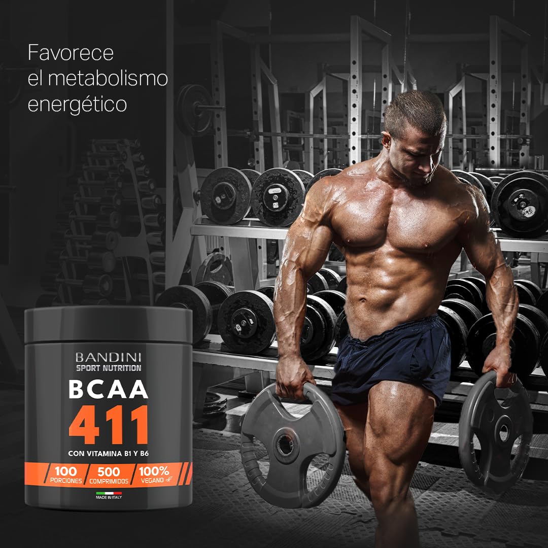 Bandini® AMINOACIDI RAMIFICATI BCAA 4 1 1 | 500 Compresse di Amminoacidi Fermentati con Vitamina B1 e B6 | 4.1.1 con Leucina, Isoleucina, Valina | Intra Pre Post Workout - Per Palestra e Sport - Vegan