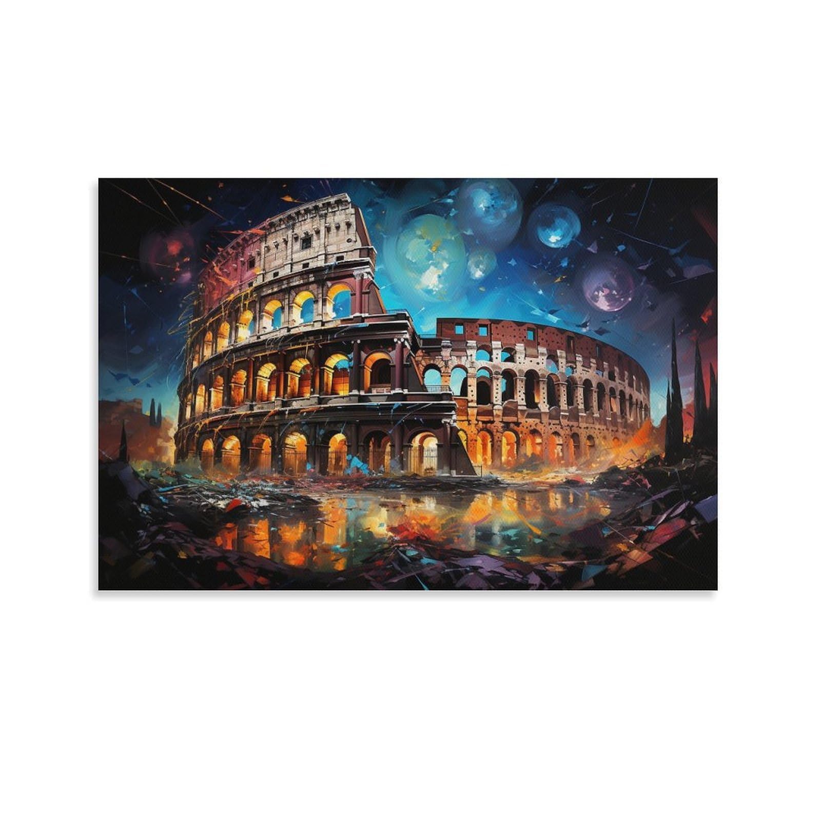 CPLVKWRQJ Bright Magical Colorful 1 Piece Colosseum Cosmic Night Art Wall Artwork - Bedroom Canvas Painting Space Transformer Easy to Clean Decor 20x30inch(50x75cm)