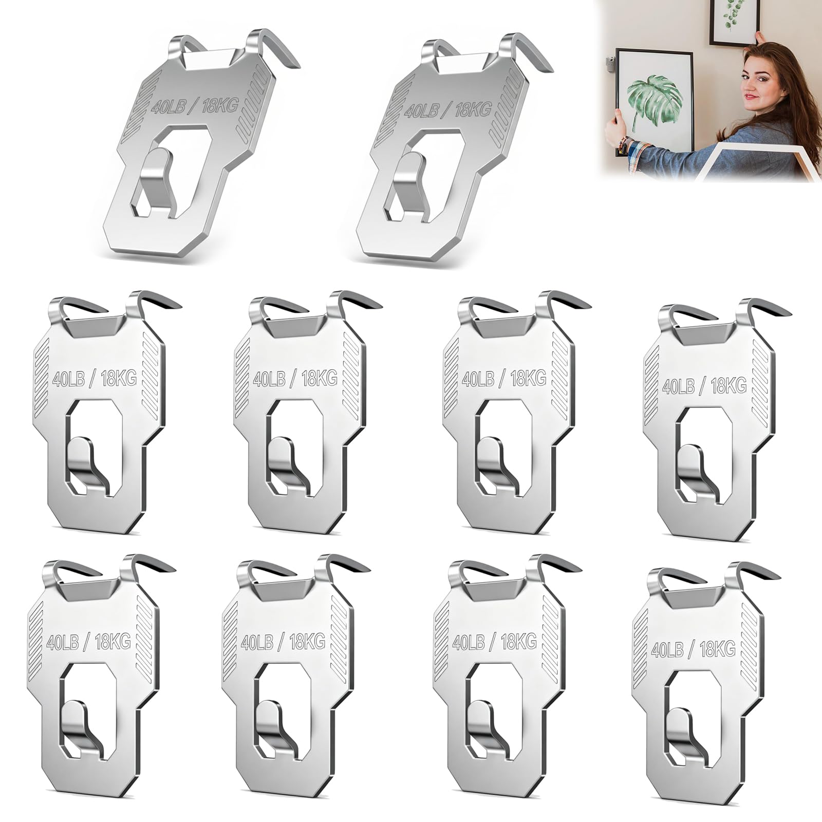 10 Pezzi Gancio per Quadri Ad Artiglio per Cartongesso, Ganci da Parete Per Appendere Specchi Foto E Kit per Appendere Quadri, Nessun Danno Gancio da Parete Resistente per Decorazione Camera