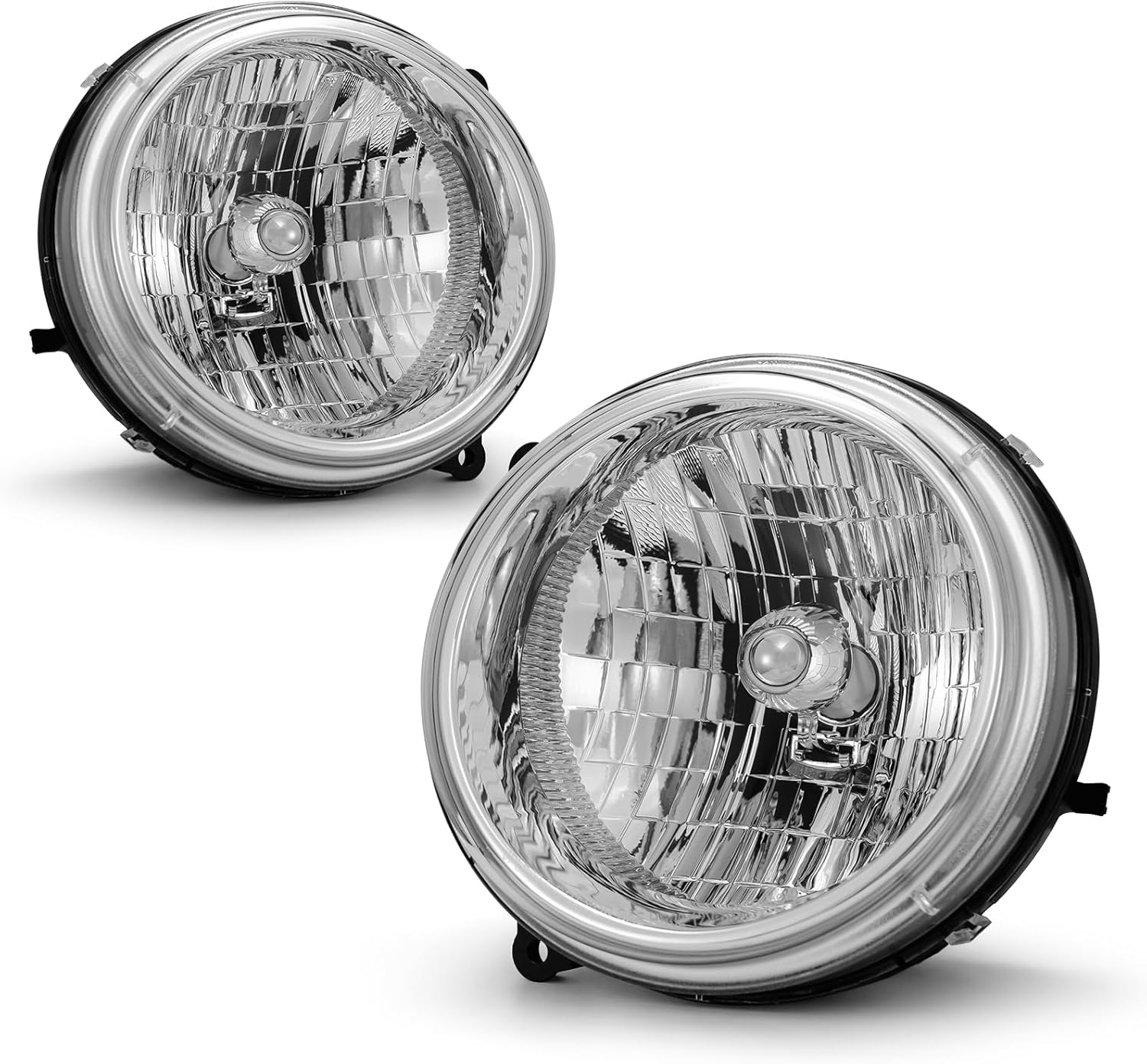 Headlights Assembly for 2002 2003 2004 Liberty Compatible with 02 03 04 Liberty Halogen Headlight Chrome housing Replacement Driver and Passenger Side