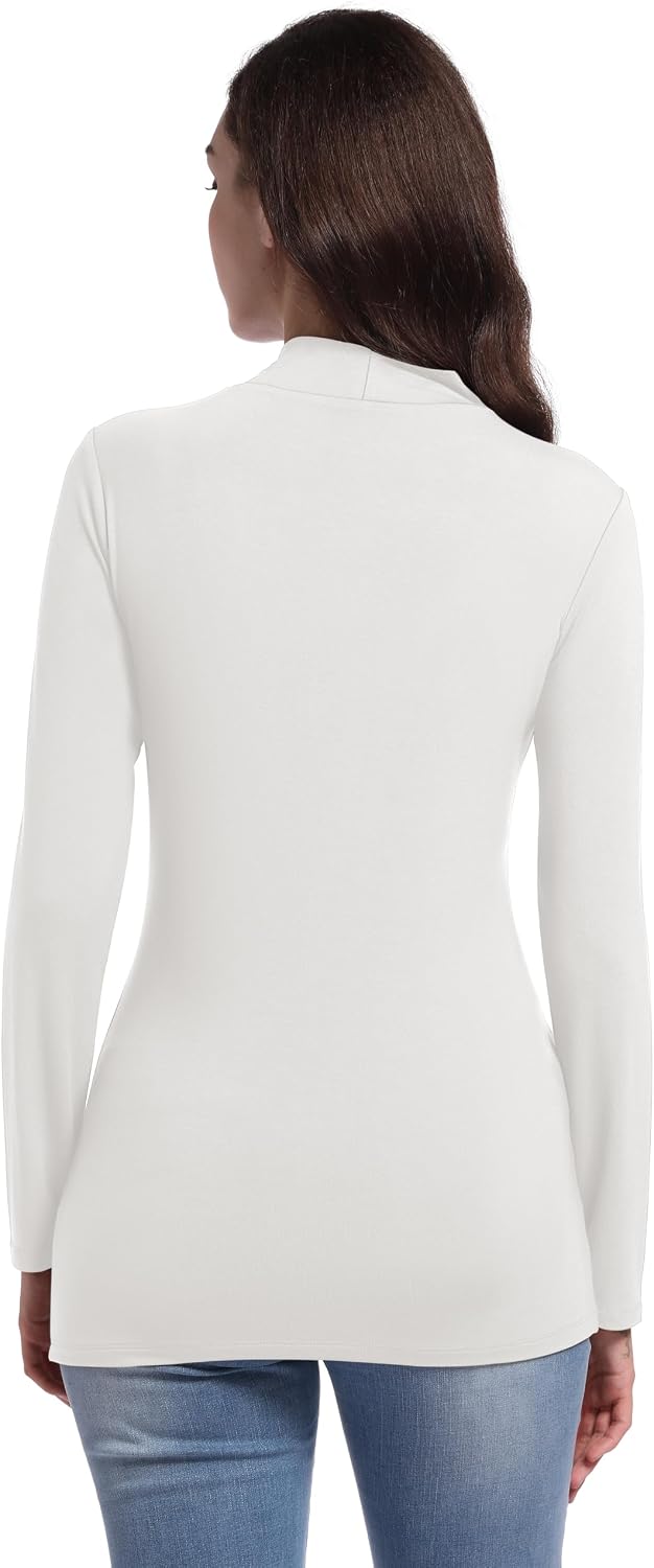 V VOCNI Maternity Shirts Long Sleeve Mock Neck Tshirt Maternity Tops Ruch Sides Pregnancy Tee Top