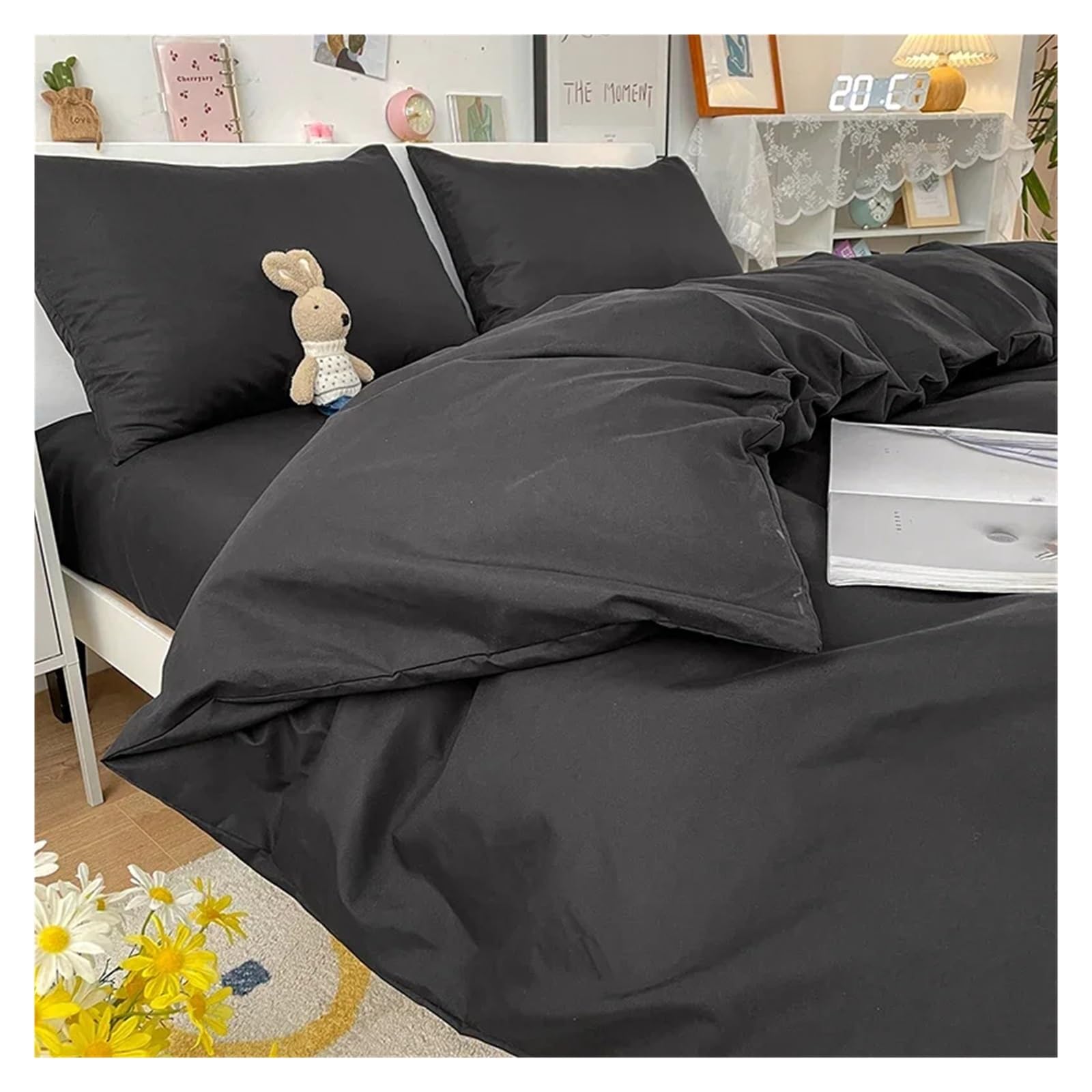 Cubierta del consolador Reina negro ropa de cama suave transpirable