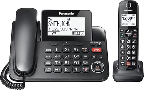 Panasonic KX-TGF850B - Teléfono con cable e inalámbrico con bloqueo de llamadas avanzado, grabación de 2 vías y contestador digital, 1 teléfono
