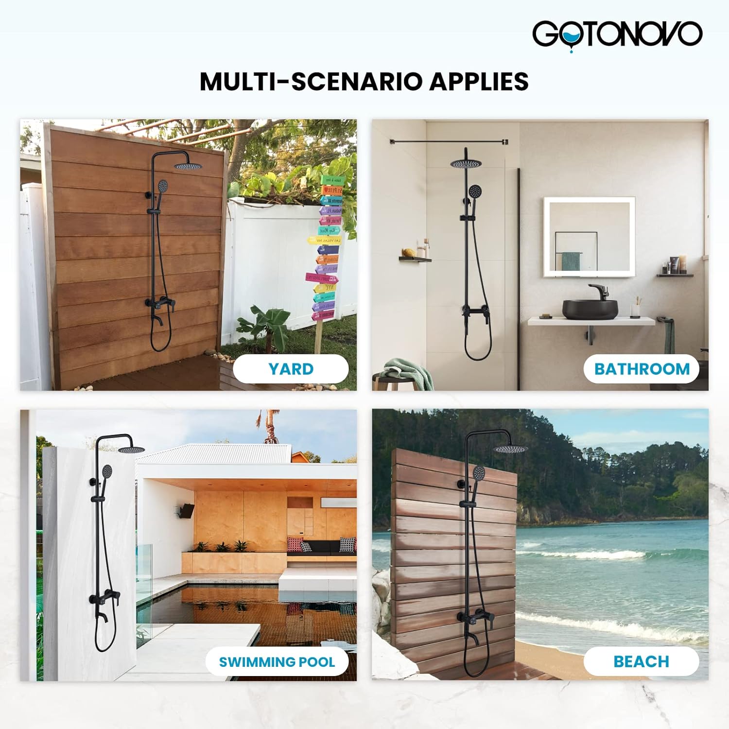 gotonovo Shower Fixture Wall Mount Matte Black Stainless Steel Triple Function with Hand Sprayer and Tub Spout 8 Inch with Clawfoot Tub Bathtub Matte Black Shower Faucet with Hand Shower Sprayer Wall