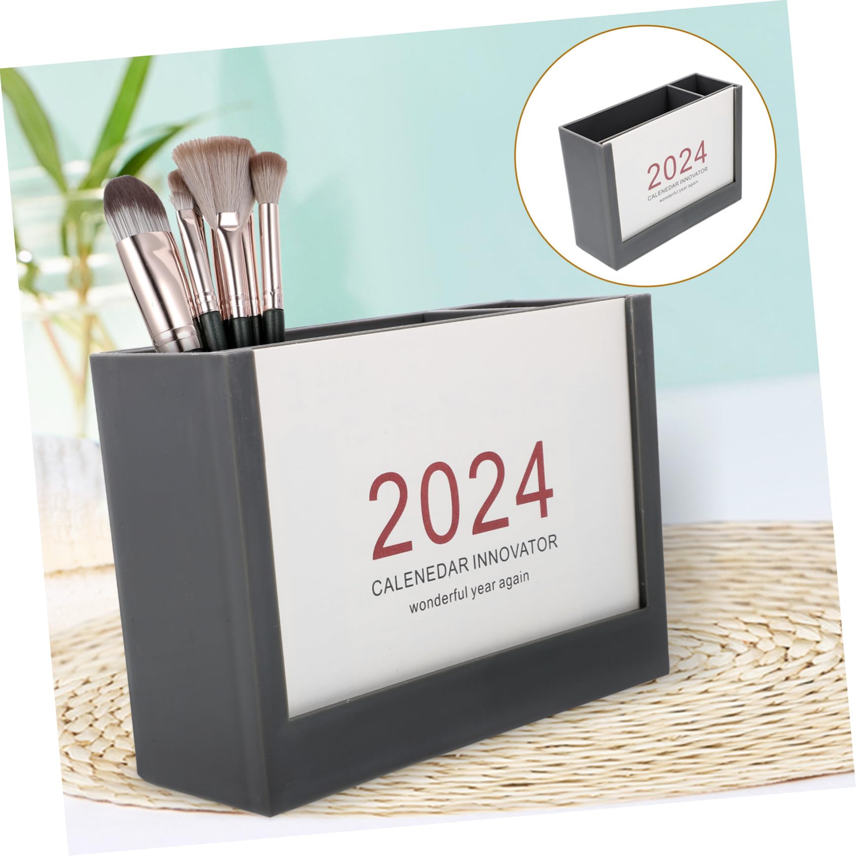 Tofficu 5piezas Organizador De Lápices De Plástico Multifuncional De Escritorio Soporte Para Maquillaje y Almacenamiento De Decoración De Mesa Gris