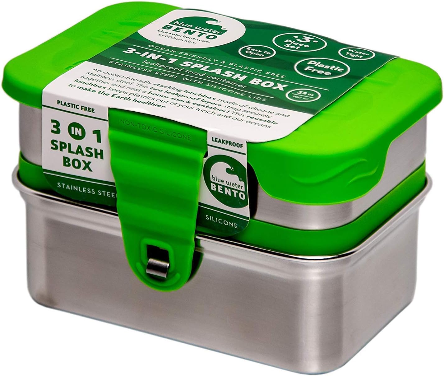 ECOlunchbox Blue Water Bento 3-in-1 Splash Box Container Set