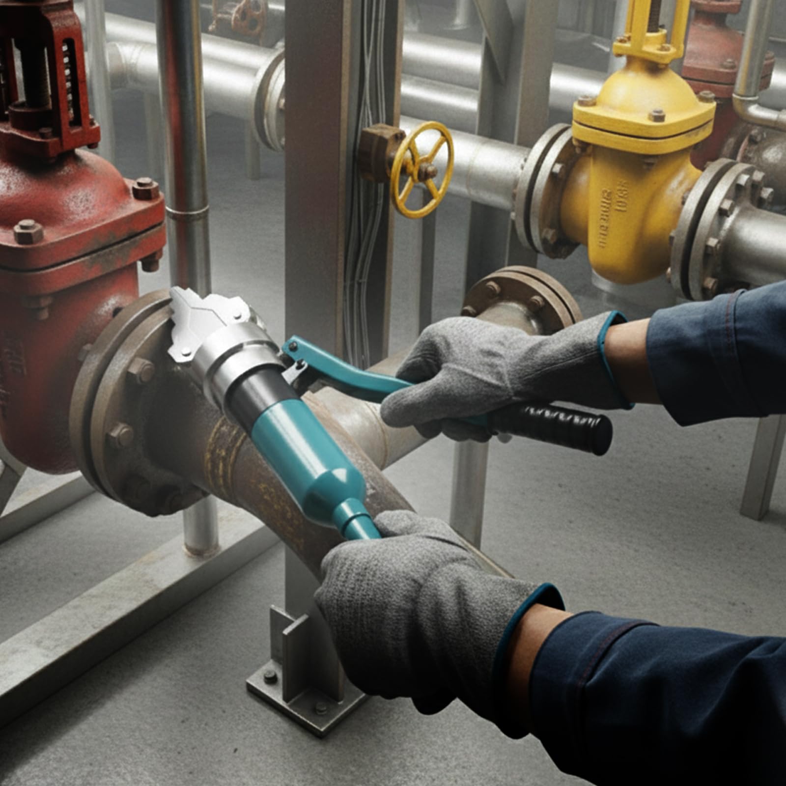 12T Hydraulische Flanschspreizer, Druck Manuell Tragbar Hydraulischer Flanschspreizer, Max Expansion 55mm, Spreizer für die Reparatur von Rohrleitunge,Elektrostromreparatur, Bauarbeiten (Blau)