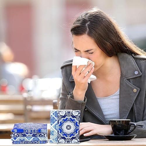 Miniatura 7 de PerKoop Paquete de 100 pañuelos de bolsillo para viajes, pequeños pañuelos faciales tamaño cartera, papel higiénico para viajes, suministros de