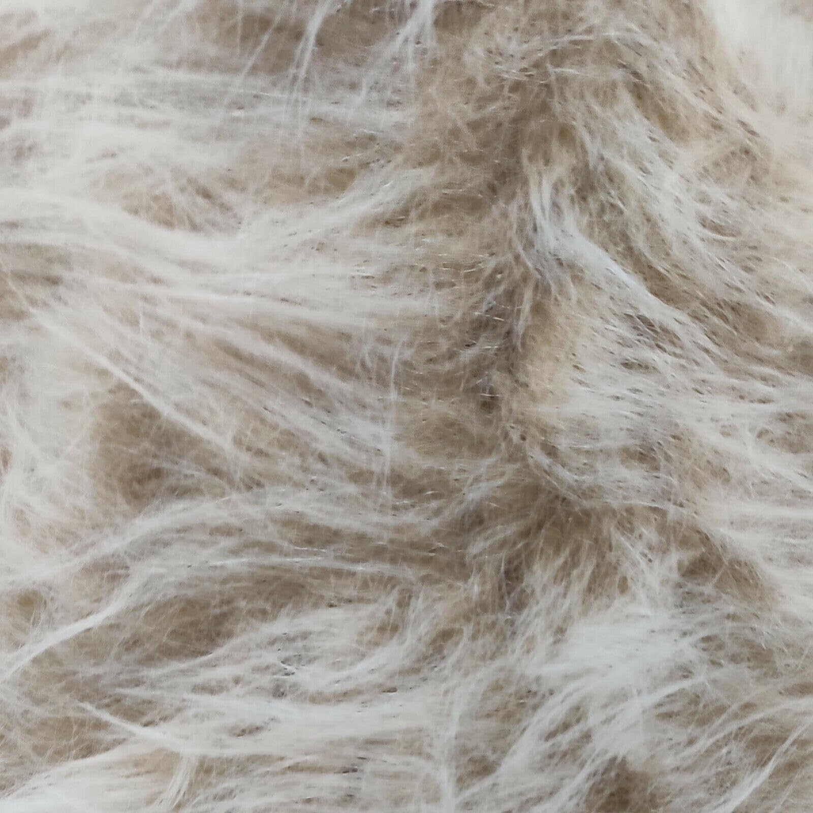 Long Haired Faux Fur Fabric Material - Camel Frost - Various Lengths - AC 356 / YF54 (A4 Sample 21cm x 30cm)