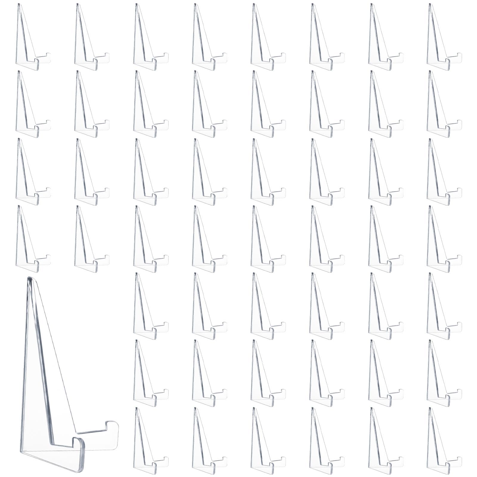 Card Display Stand,Mini Clear Acrylic Easel Stands -3.38X2.04 Inch,50 Pcs