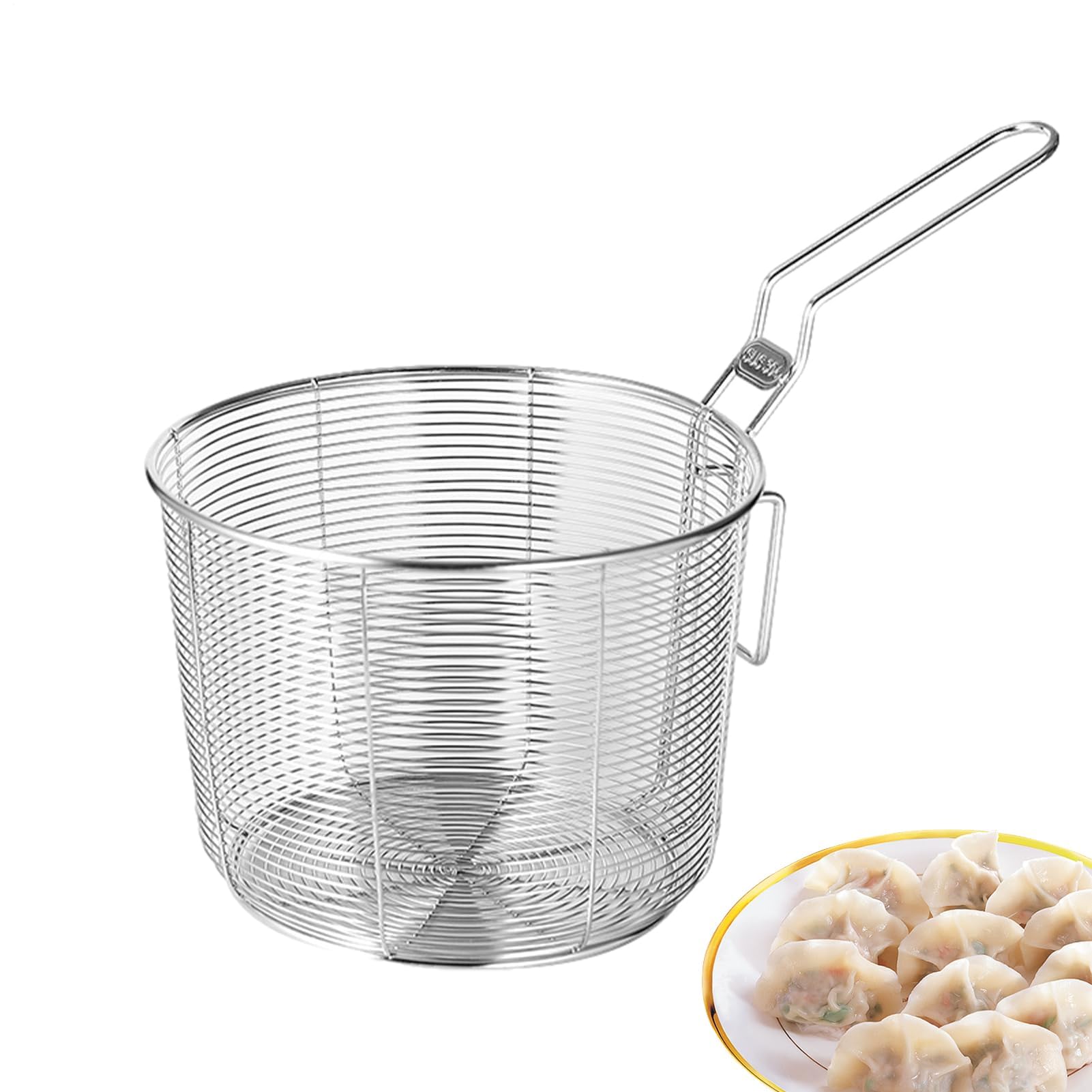 Chip Serving Frying Basket – 12x12x9cm Stainless Steel, Deep Fry Basket, Chef Food Presentation | Perfect for French Fries, Onion Rings, Pasta, Hot Pot, Snack Serving, Kitchen Cooking, Crispy Frying