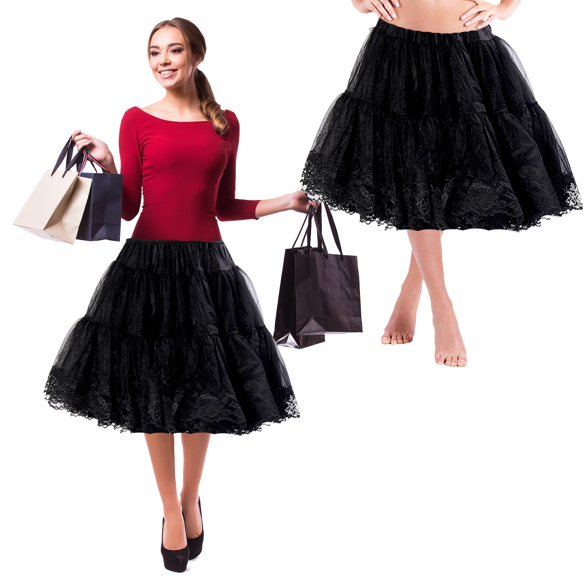 Malco Modes Black Halloween Petticoat for Women | Halloween Costumes Plus Size | Party Style Costume | Comfortable & Stylish Halloween Outfits for Women