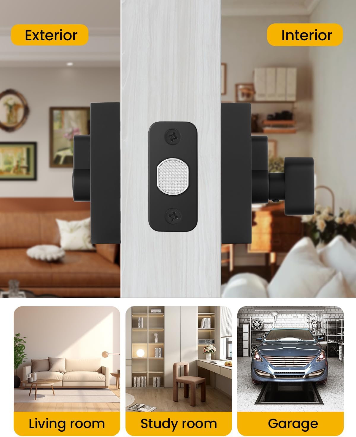 Goldenwarm Matte Black Deadbolt Lock, Heavy Duty Zinc Alloy Square Exterior Keyed Front Entry Door Lock for Entrance Door and Front Gate - 1 Pack