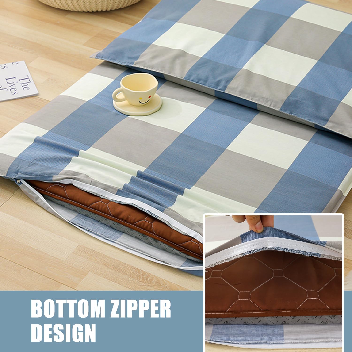 100% Cotton Futon Mattress Cover with Zipper Queen Size Futon Cover for Japanese Futon Floor Mattress Soft Dustproof Mattress Protector Full Futon Slipcover Washable,P,100x200cm(Twin)