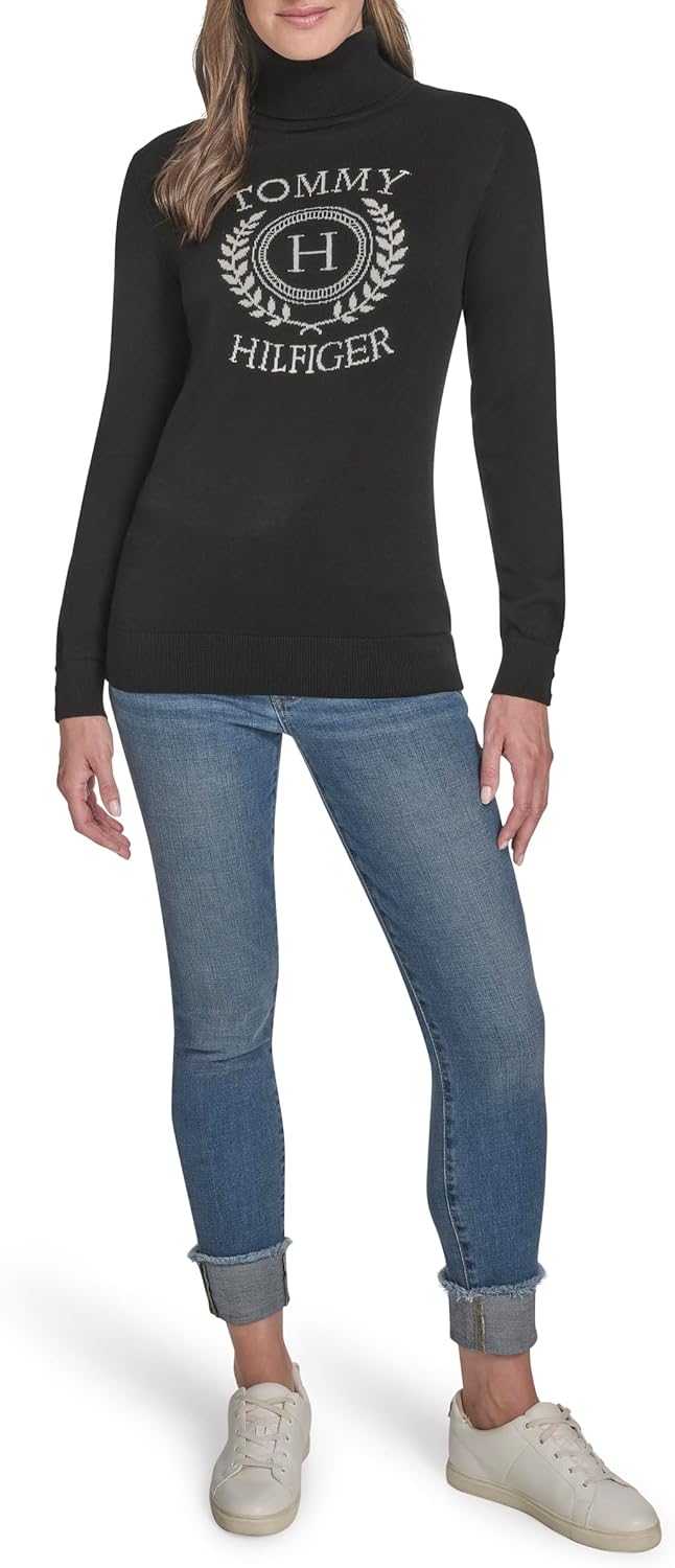 Tommy Hilfiger Womens Long Sleeve Cotton Turtleneck Light Weight Sweater - Image 2