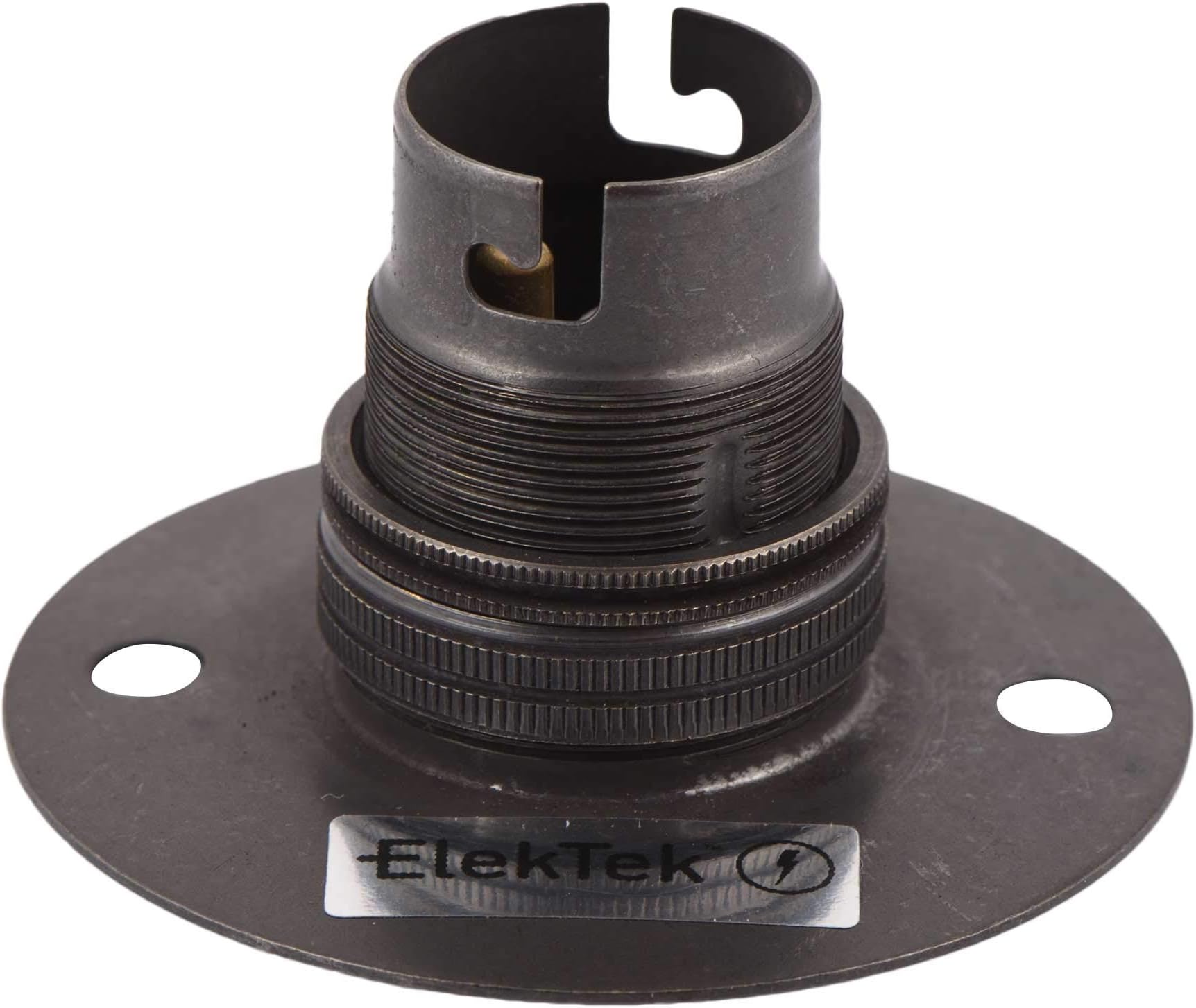 ElekTek Lamp Holder Fixed Batten BC B22 with Shade Ring - Bronze