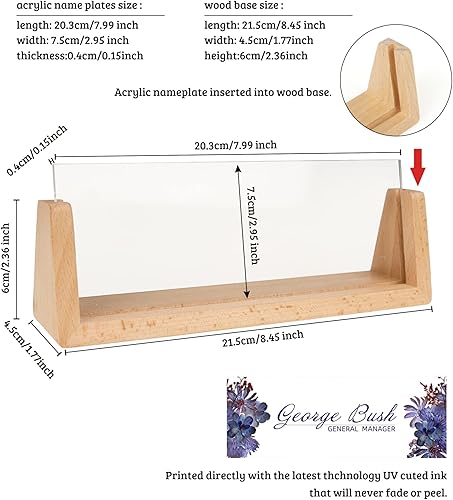 Miniatura 7 de Placa de nombre para escritorio, placa de nombre de escritorio personalizada de acrílico con base de madera de arce, decoración de escritorio de