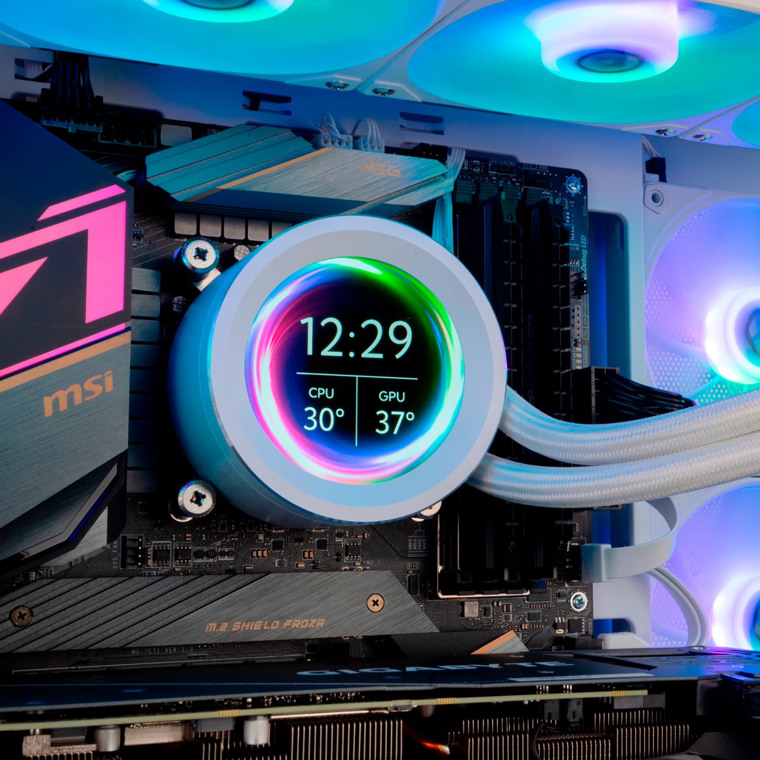 NOX XTREME PRODUCTS X-240 LCD WHITE - Raffreddamento a liquido ARGB con display LCD personalizzabile, Intel e AMD, 2 ventole da 120 mm, controllo PWM, pompa in rame, doppio radiatore alluminio, bianco