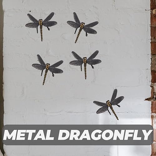 Miniatura 7 de Modelo de metal para exteriores, decoración colgante para exteriores, decoración de pared de animales de animales, decoración de pared de libélula