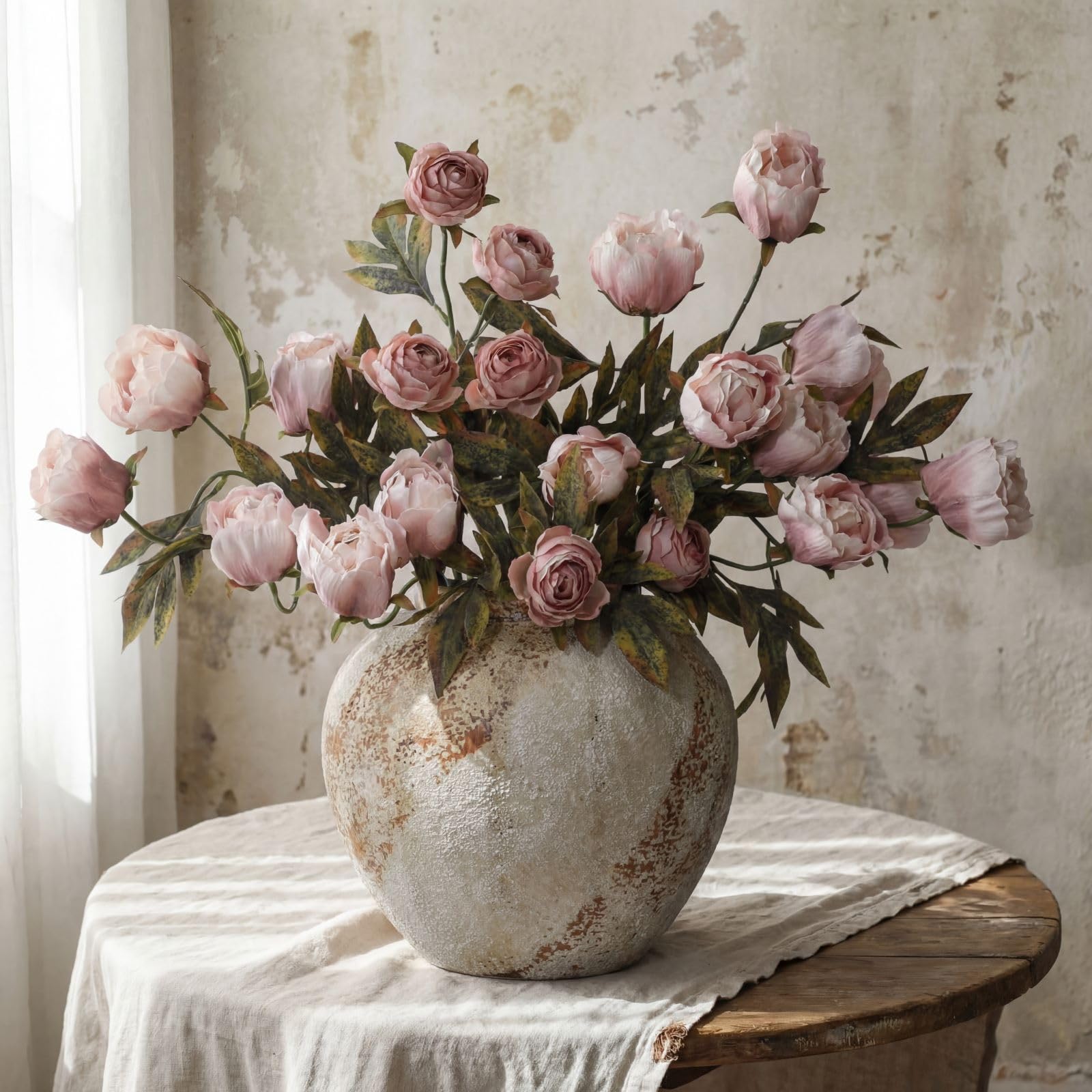 Thiccywoov 8 Pcs Artificial Peonies Stems Flowers Vintage Faux Peonies Stems Real Look Fake Peony Branches for Vase Filler DIY Bouquet Weeding Registry Centerpieces Bridal Shower Gifts Home Decor Brownish 8