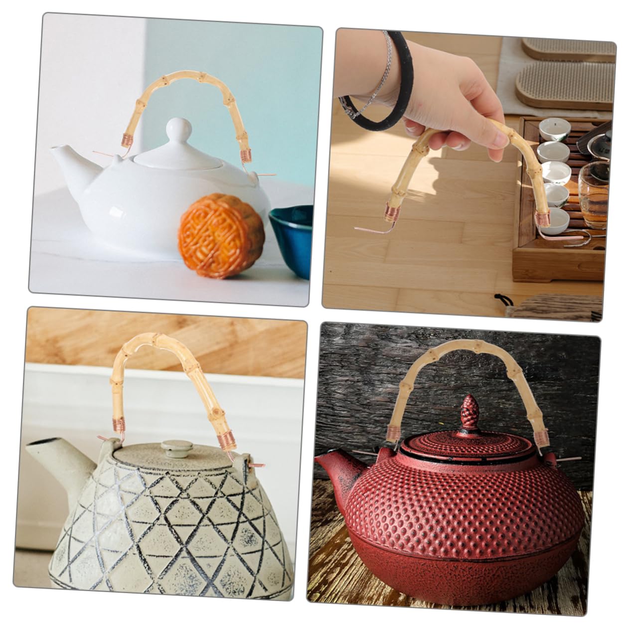 Asa Ergonómica para Tetera Doméstica 4 Piezas 20 Cm Cobre Resistente al Calor Mango Repuesto para Hervidor Uso en Cocina Hogar
