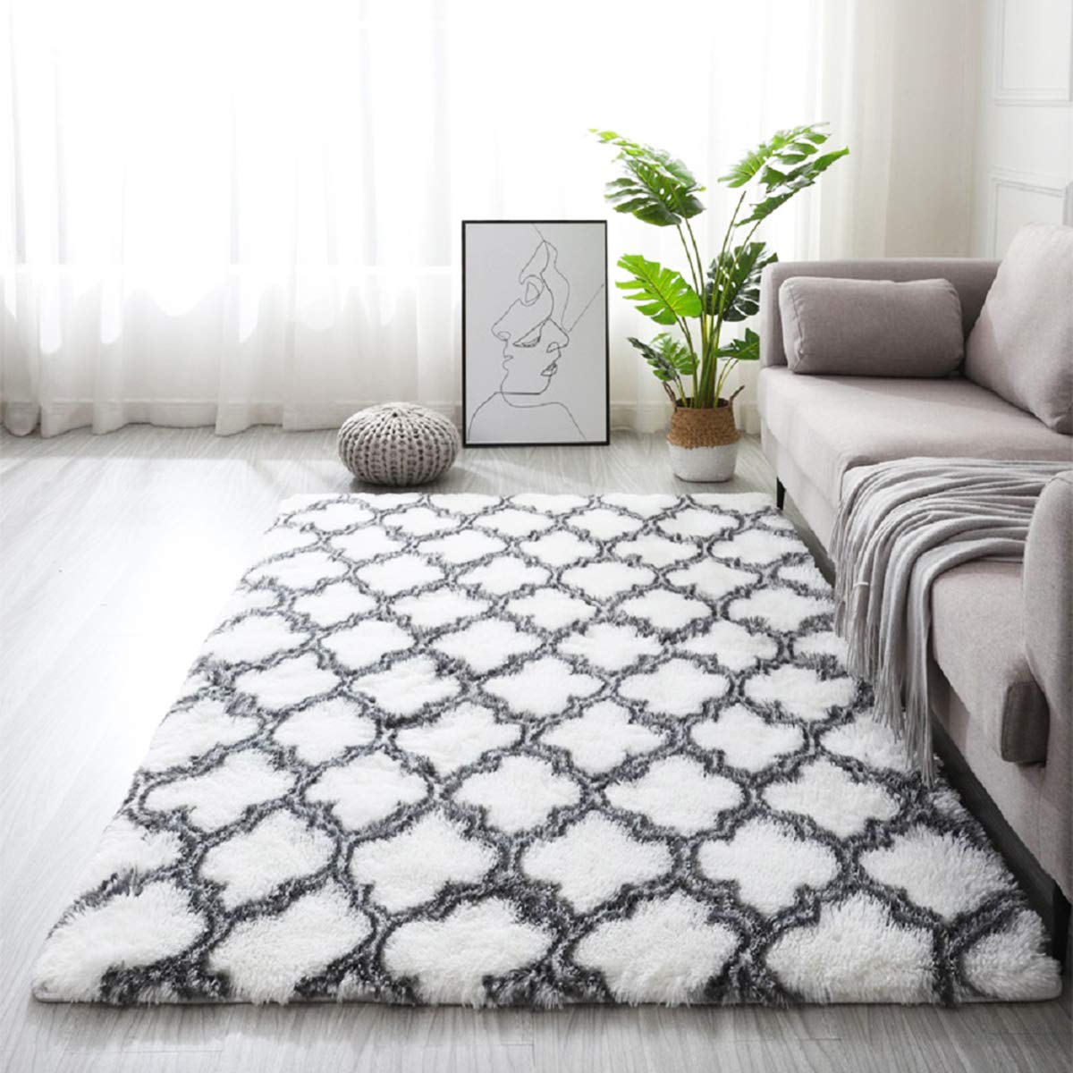 Tappeti Salotto Shaggy Tappeto a Pelo Lungo Tappeto Peloso Soggiorno Salotto Moderno Cameretta Tappeti Pelosi Camera da Letto Morbido Tappetino Antiscivolo Morbido e Soffice (Grigio, 160*200cm)